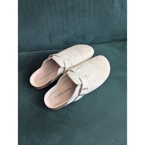 Comfort Clogs Mens Taupe Shoes Faux Suede Sz 45 US 11 Casual Lounge (Y07)